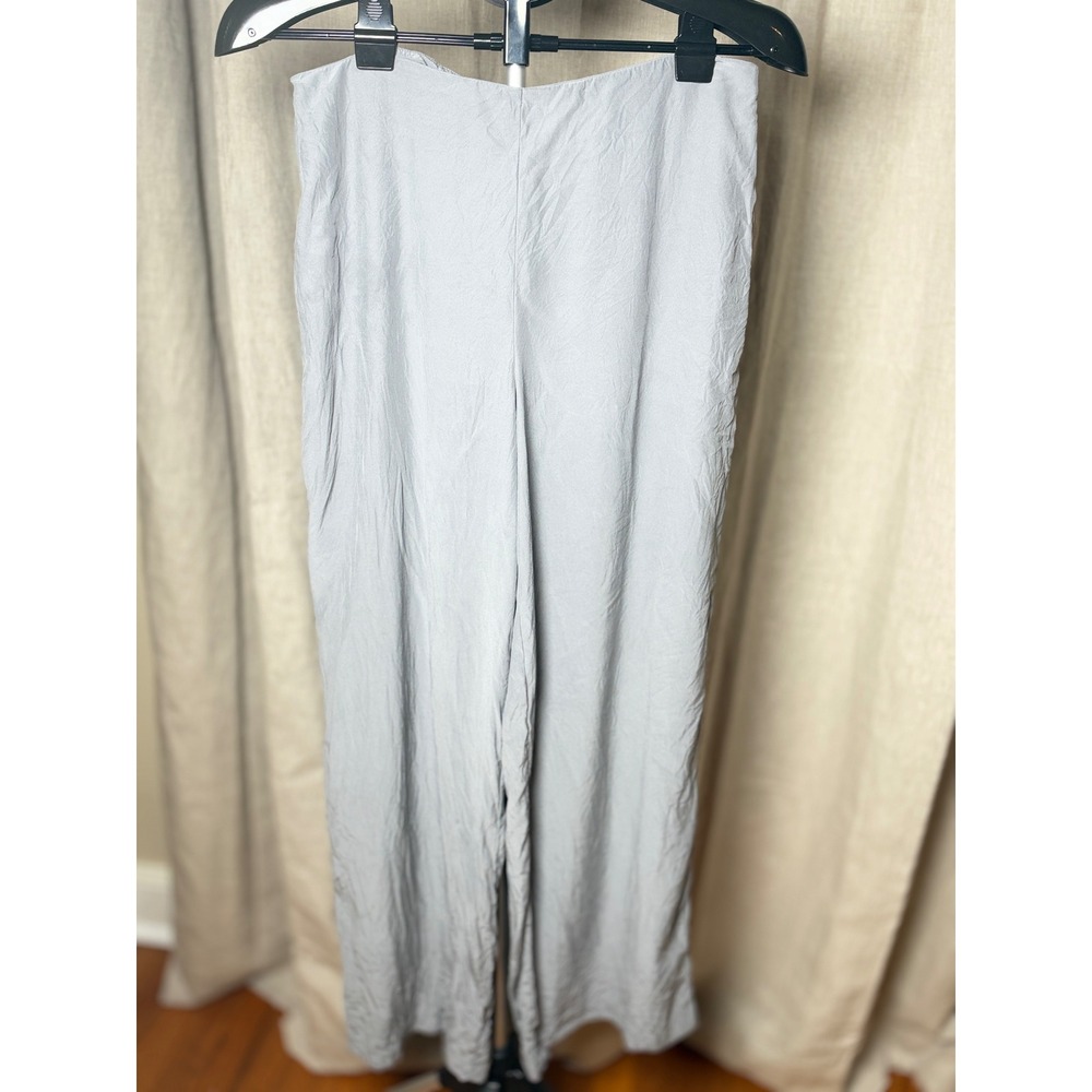 Eileen Fisher 100% Silk Pants Women's Small Gray Side Zip Minimalist Trousers